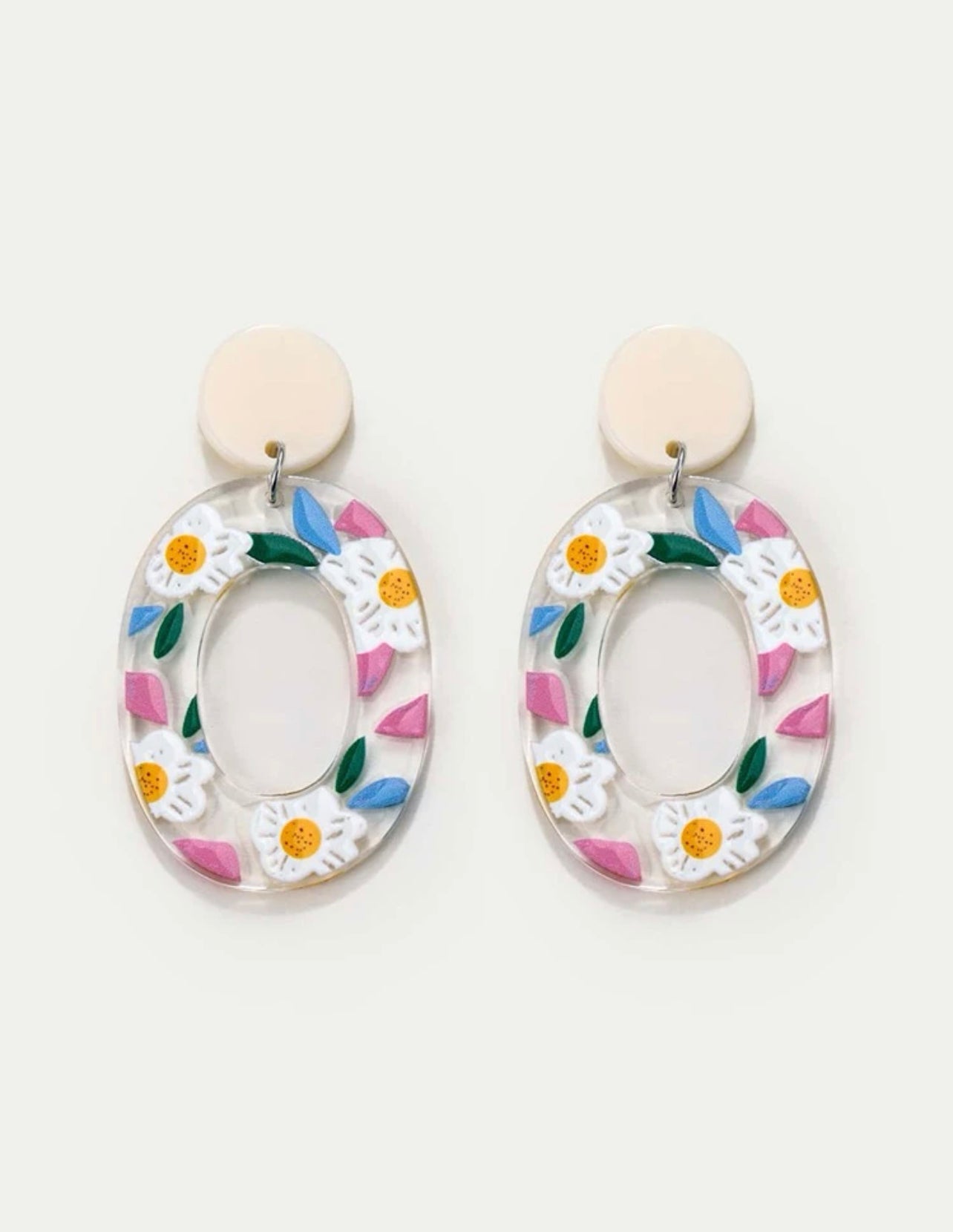 Flower Oval Earrings